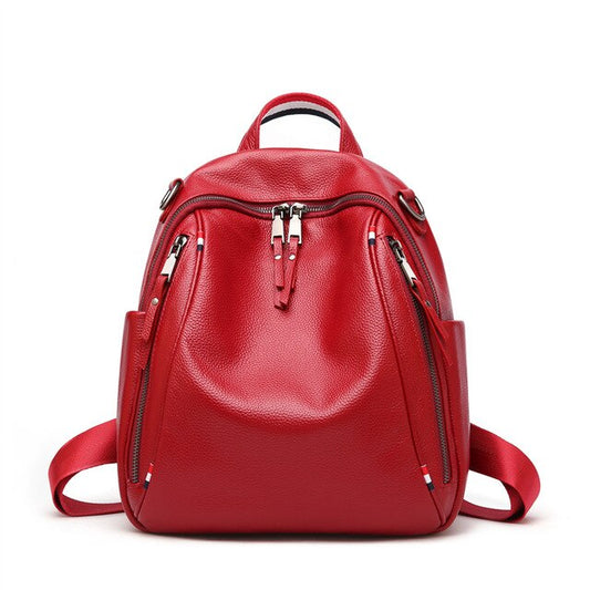 New Fashion Black Blue Red Genuine Leather Cute Women Backpacks Female Girl Backpack Lady Travel Bag Shoulder Bags M0977 - LiveTrendsX