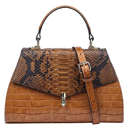 Elegant Handbags for Women Top-handle Bags Embossed Genuine Leather Desinger Lady Handbag 2019 Brown Tote Shoulder Bags - LiveTrendsX