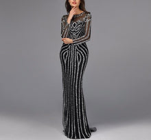 Load image into Gallery viewer, Grey Luxury Long Sleeves Sparkly Evening Dresses Mermaid Sexy Diamond Beading Formal Dress 2020 - LiveTrendsX
