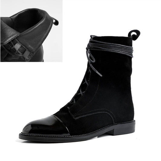 Fashion Women Martin Boots Genuine Leather Lace Up Ladies Ankle Boots Handmade Soft Leather Autumn Basic Shoes Woman - LiveTrendsX