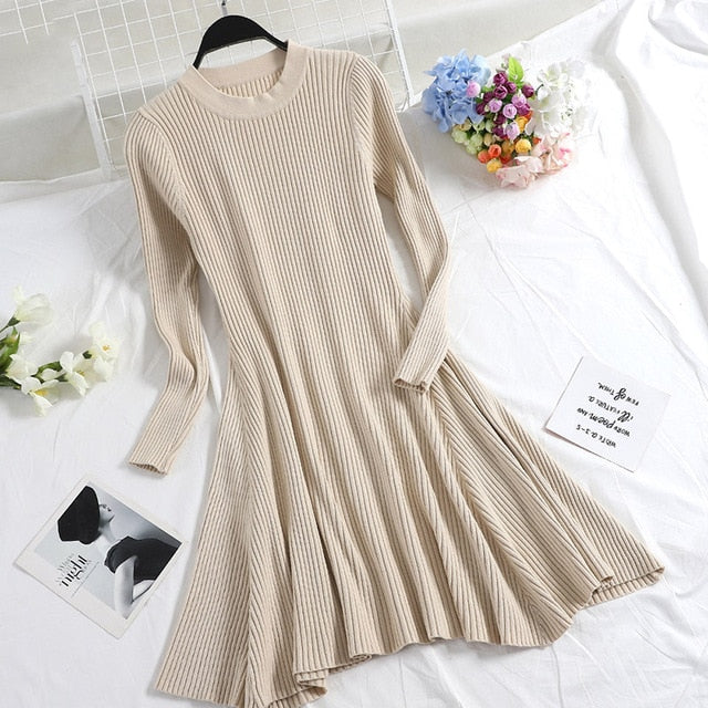 Women Long Sleeve Sweater Dress Women's Irregular Hem Casual Autumn Wi LiveTrendsX Women Long Sleeve Sweater Dress Women's Irregular Hem Casual Autumn Wi LiveTrendsX