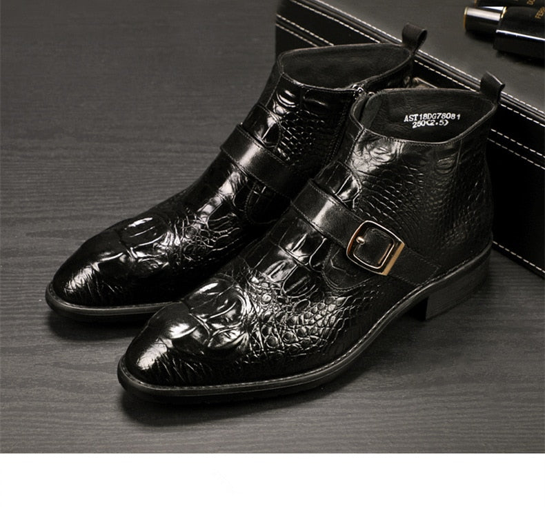 Men Full Grain Leather Buckle Belt Office Shoes
