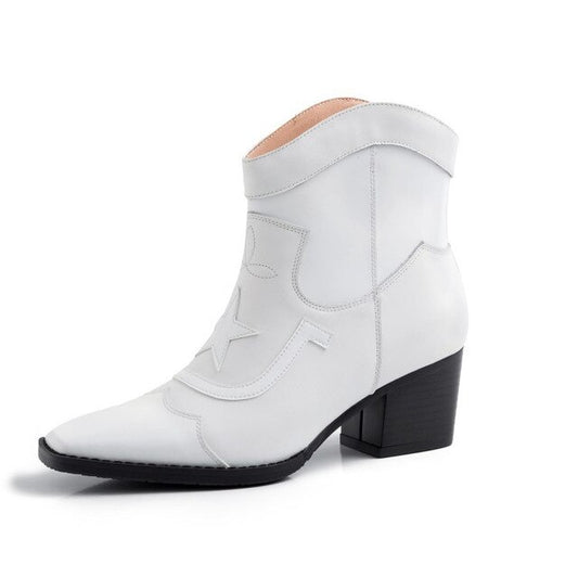 Retro Ankle Boots Women Winter Printed Genuine Leather Slip on Women Boots Shoes Woman Zipper Botines Mujer 2019 - LiveTrendsX