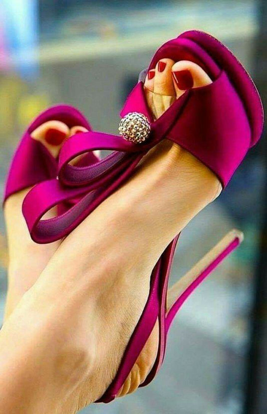 Women Sandals Peep Toe Red Satin Shoes
