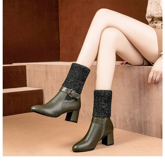 vogue l women High-heeled  tall knitting boot - LiveTrendsX