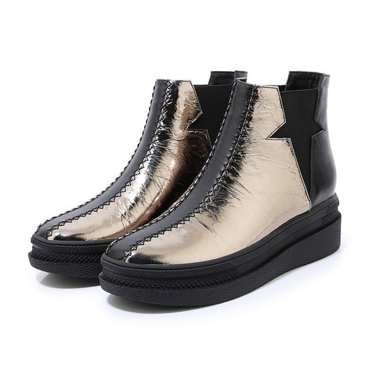 Autumn Winter Brand Genuine Leather Women Ankle Boots Warm Platform Short Boots Sports Casual Shoes Woman Chelsea Boots - LiveTrendsX