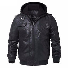 Load image into Gallery viewer, Men&#39;s Real Leather Jacket Men Motorcycle Removable Hood winter coat Men Warm Genuine Leather Jackets - LiveTrendsX
