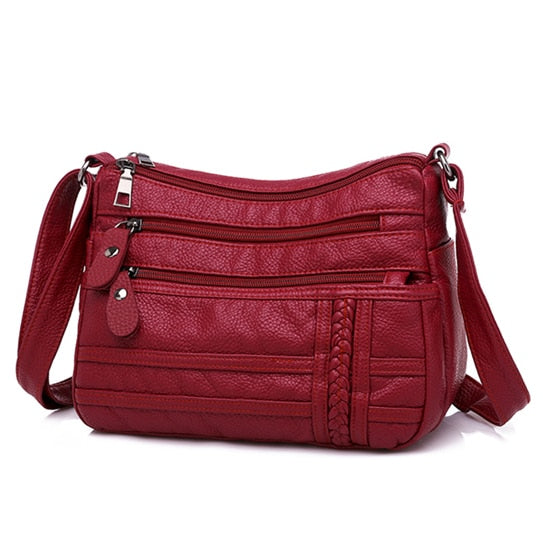 Fashion Women Bag Pu Soft Leather Shoulder Bag Multi-layer Crossbody Bag Quality Small Bag Brand Red Handbag Purse - LiveTrendsX