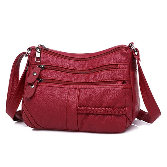 Fashion Women Bag Pu Soft Leather Shoulder Bag Multi-layer Crossbody Bag Quality Small Bag Brand Red Handbag Purse - LiveTrendsX