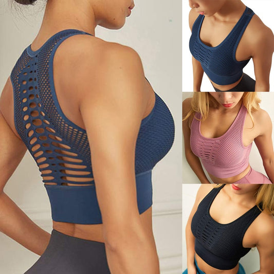 Women Sports Bra Sexy Mesh Brathable Sports Top Push Up Female Gym Fitness Sports Underwear Female Seamless Running Yoga Bra - LiveTrendsX