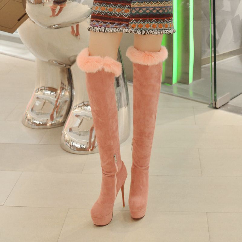 レディース プラットフォーム ハイヒール ブーツ オーバーニー