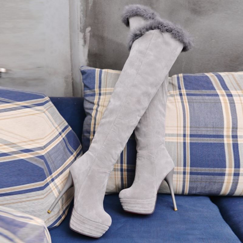 レディース プラットフォーム ハイヒール ブーツ オーバーニー