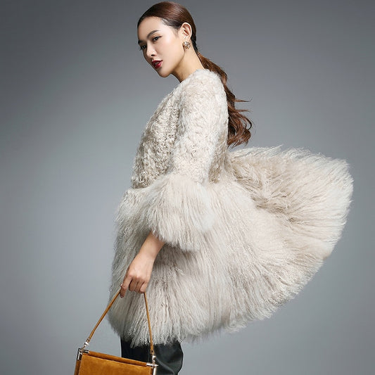 Real Fur Coat for Women Natural Lamb Fur with Mongolia Sheep Fur Coats - LiveTrendsX