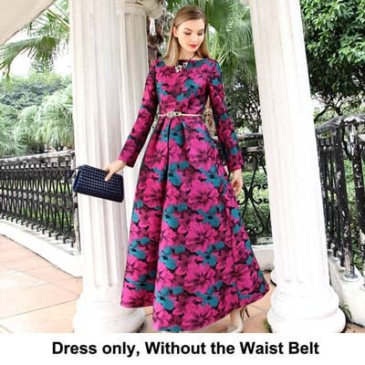 Women Long Sleeve Long Maxi Autumn Winter Dress Elegant Boho Fashion Good QualityFloral Jacquard Vintage Dress - LiveTrendsX