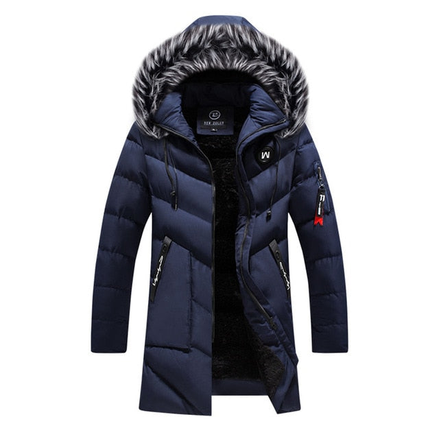 Winter Parka Men's Solid Jacket 2019 New Arrival Thick Warm Coat Long Hooded Jacket Fur Collar Windproof Padded Coat Fashion Men - LiveTrendsX