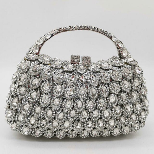 Gold Crystal AB Women Evening Clutch Bags Top-Handle Minaudiere Wedding Diamond Handbag Rhinestones Party Bag - LiveTrendsX