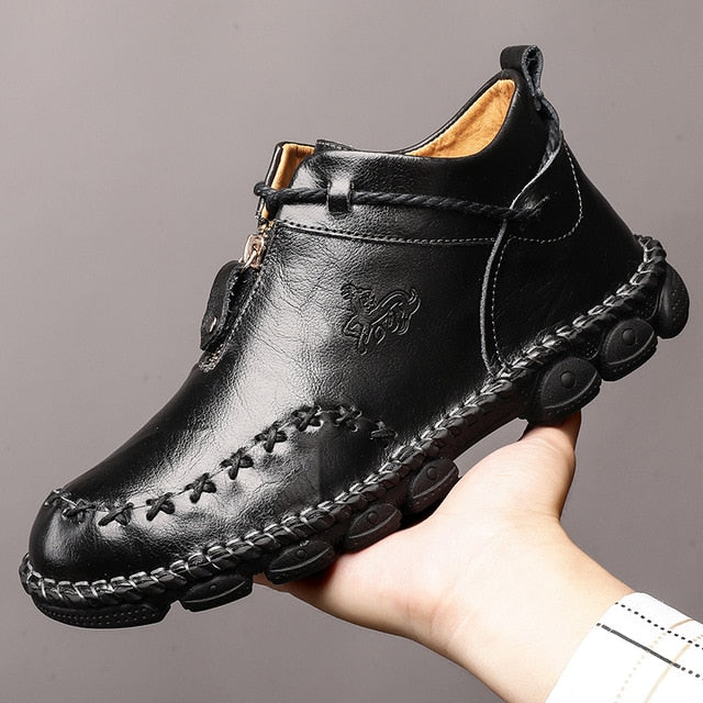 High Quality Genuine Leather Men Boots Fashion Zipper Shoes - LiveTrendsX