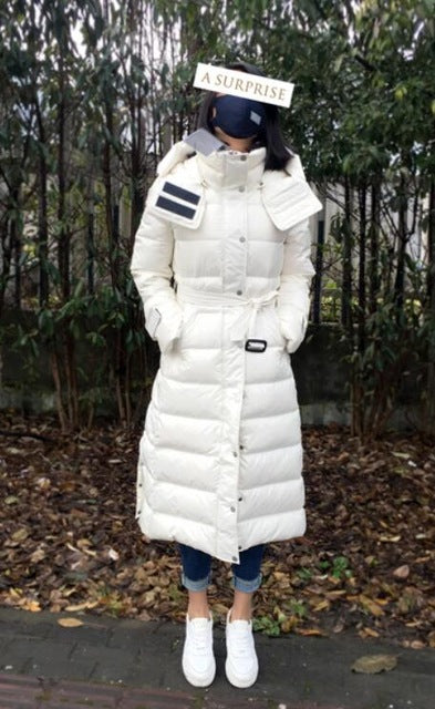 White Duck Down Jacket Women Winter Female Parka Long Puffer Jacket Hooded Snow Outwear Thick Warm Waterproof Coats - LiveTrendsX