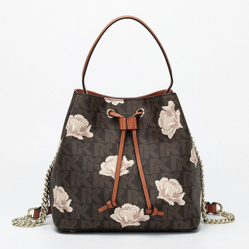 Classic style fashion brand bucket women bag Floral designer shoulder bags cross body top-handle handbag genuine leather - LiveTrendsX