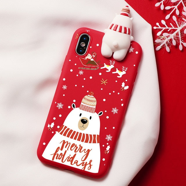 Christmas Cartoon Deer Case For iPhone XR 11 Pro XS Max X 5 5S Silicone Matte Cover For iphone 7 8 6 S 6S Plus 7Plus Case Bear - LiveTrendsX