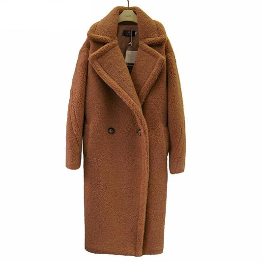 new teddy coat faux fur long coat women lamb fur coat 10 color thick coat - LiveTrendsX