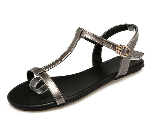 Women Sandals Pu Leather All Match Fashion Women Shoes Buckle Westrn Style Flats Summer Women Sandals - LiveTrendsX
