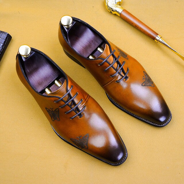 High Grade Men's Shoes Nature Leather Men's Business Foreign Trade Shoes British Bullock Carved Oxford Shoes Size 38-46 - LiveTrendsX