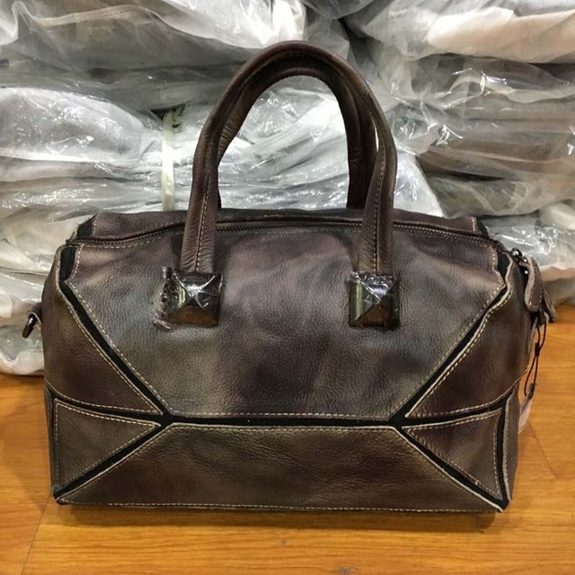 New hand-brushed color female bag the first layer of leather handbag oblique bag retro leather bag - LiveTrendsX