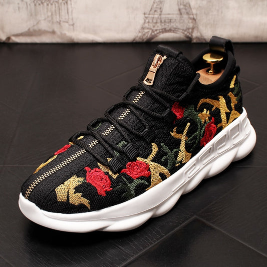 Fashion Knited Men Sneakers Unisex Light Autumn Hip Hop Colored embroidery Footwear Breathable Casual Shoes Zapatillas Hombre - LiveTrendsX