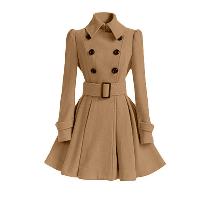 Autumn winter women's woolen coat fashion slim long belt belt solid warm woolen coat female streetwear - LiveTrendsX