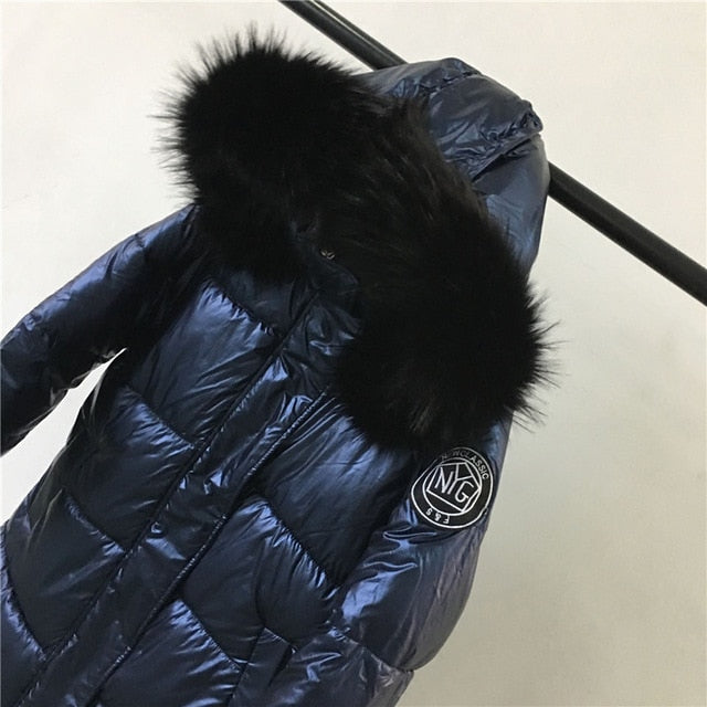 High Quality  New Winter Jacket Women Warm Thicken Hooded With Fur Long Coat Shining Fabric Stylish Female Parka - LiveTrendsX