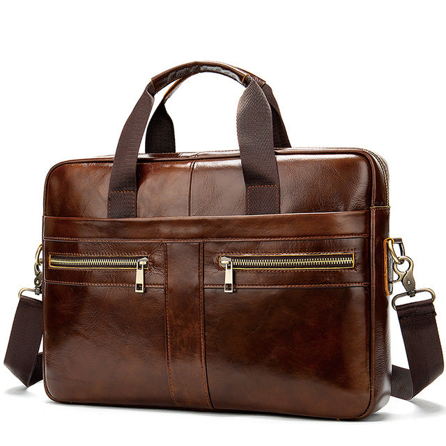 men's briefcase bag men's genuine leather laptop bag business tote for document office portable laptop shoulder bag  8523 - LiveTrendsX