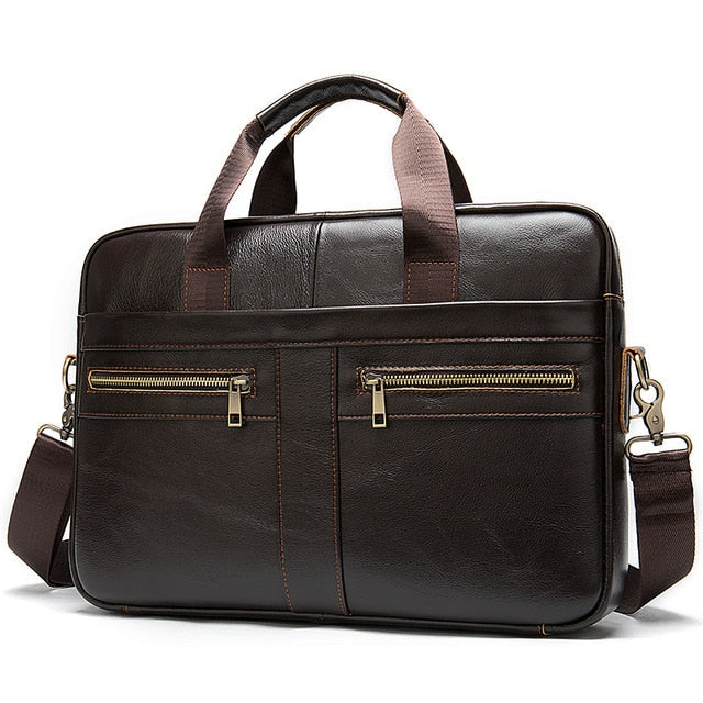 men's briefcase bag men's genuine leather laptop bag business tote for document office portable laptop shoulder bag  8523 - LiveTrendsX