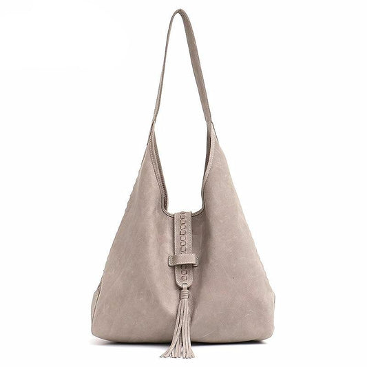 High Quality Cow Leather Shoulder Bag For Women Fashion Tassel Design Ladies Large Hobo Genuine Leather Female Handbags - LiveTrendsX
