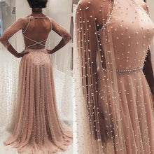 Load image into Gallery viewer, SuperKimJo Peals Prom Dresses  Dusty Pink A Line Elegant Backless Long Prom Gown Vestido De Festa - LiveTrendsX
