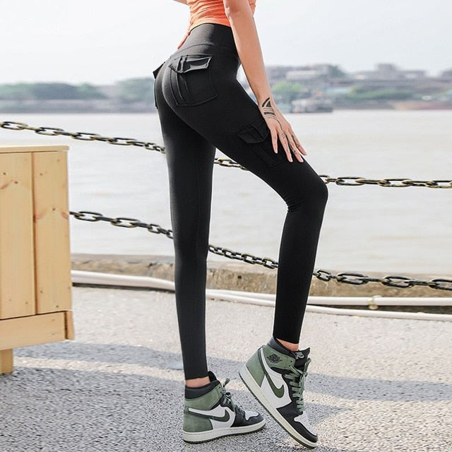 High waist leggings with pockets workout gym legging scrunch butt yoga pants sport women fitness leggings flex booty sweatpants - LiveTrendsX