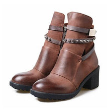 Load image into Gallery viewer, Women knight boots side zippers do old genuine leather square heels - LiveTrendsX

