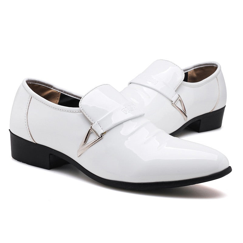 Mens Patent Leather Shoes White Black Formal Business Oxfords