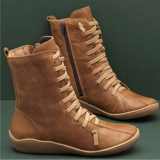 Women Ankle Boots Autumn Women's Vintage Zipper Lace Up - LiveTrendsX