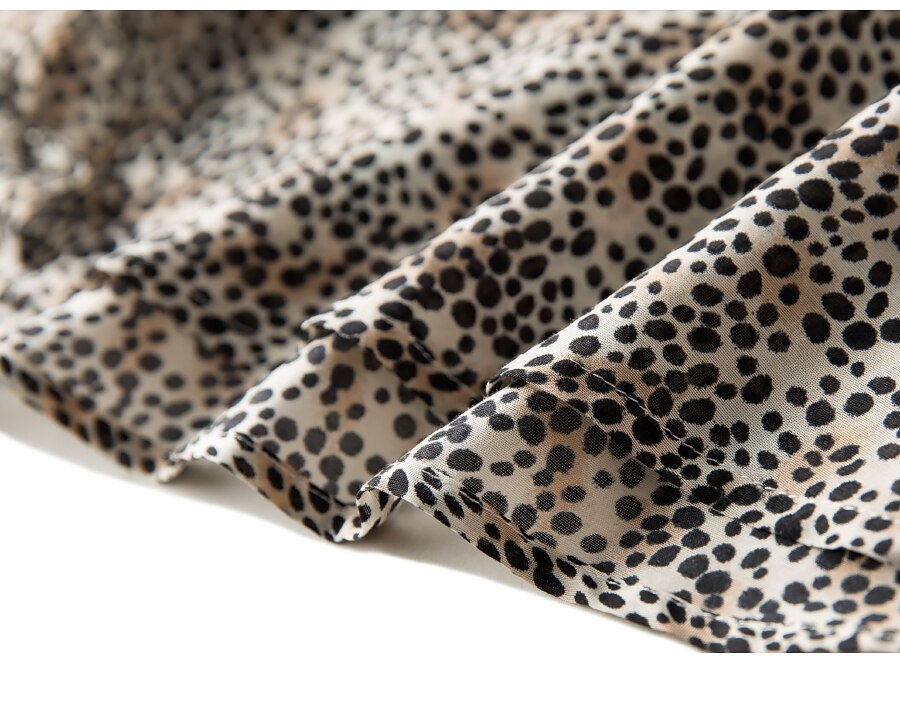 Women Leopard Print Dress Long Sleeves Midi Dress Women 50%Silk 50%Cotton 2020 Elegant Sash Party Dress Vestidos - LiveTrendsX