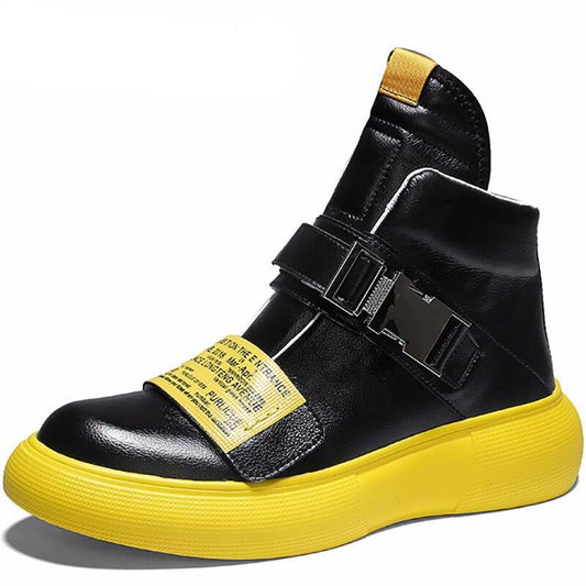 Leather High-Tops Shoes Street Dance Man Schoes Hip-Hop Korean Casual Shoes Men Chaussure Homme Sport Genuine Leather Shoes Men - LiveTrendsX