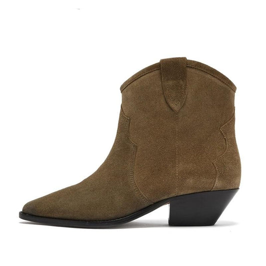 Hot Genuine Leather Suede Ankle Boots Women Quality Solid Chunky Heels Short Boots Slip On Classic Chelsea boots botas feminina - LiveTrendsX
