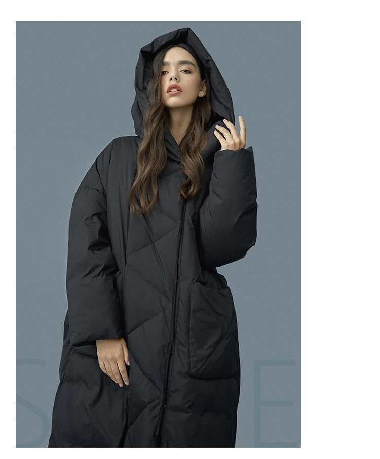 S- 7XL plus size Winter oversize Warm Duck down coat female X-Long Down Warm Jacket Hooded Cocoon style thick warm Parkas - LiveTrendsX