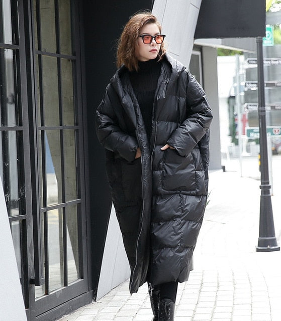 New Winter Hooded Long Sleeve Solid Color Black Cotton-padded Warm Loose Big Size Jacket Women parkas Fashion - LiveTrendsX