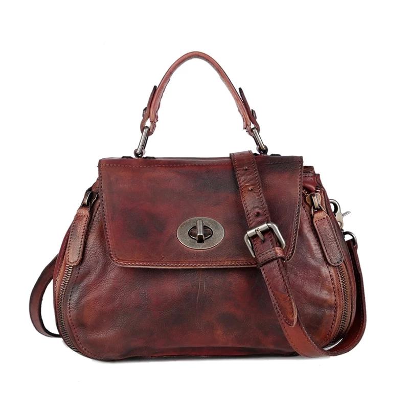 New women genuine leather shoulder bag crossbody brown leather hand bag fashionable luxurious accessories - LiveTrendsX