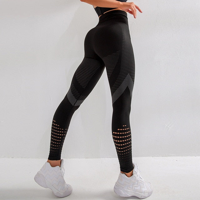 High waist seamless leggings for women hollow out gym legging super stretchy yoga pants fitness sport tights jogging trousers - LiveTrendsX