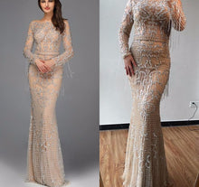Load image into Gallery viewer, Dubai Luxury Long Sleeve Sparkle Evening Dresses 2020 Sequined Beading Evening Gowns - LiveTrendsX

