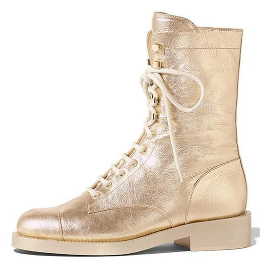 Fashion Women Ankle Boots Genuine Leather High Heels Motorcycle Boots Autumn Winter Rivets Punk Dancing Shoes Woman - LiveTrendsX
