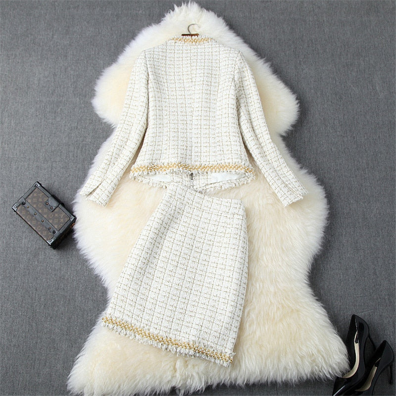 Woolen Jacket and Skirt 2 Piece Set Outfit