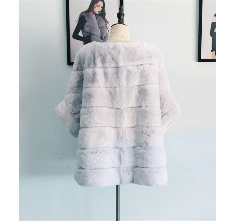 Winter Coat Women Real Fur Coat With Zipper Leather Jacket Women Rex Rabbit Fur Coat Rex Rabbit Fur Pullover Jacket - LiveTrendsX